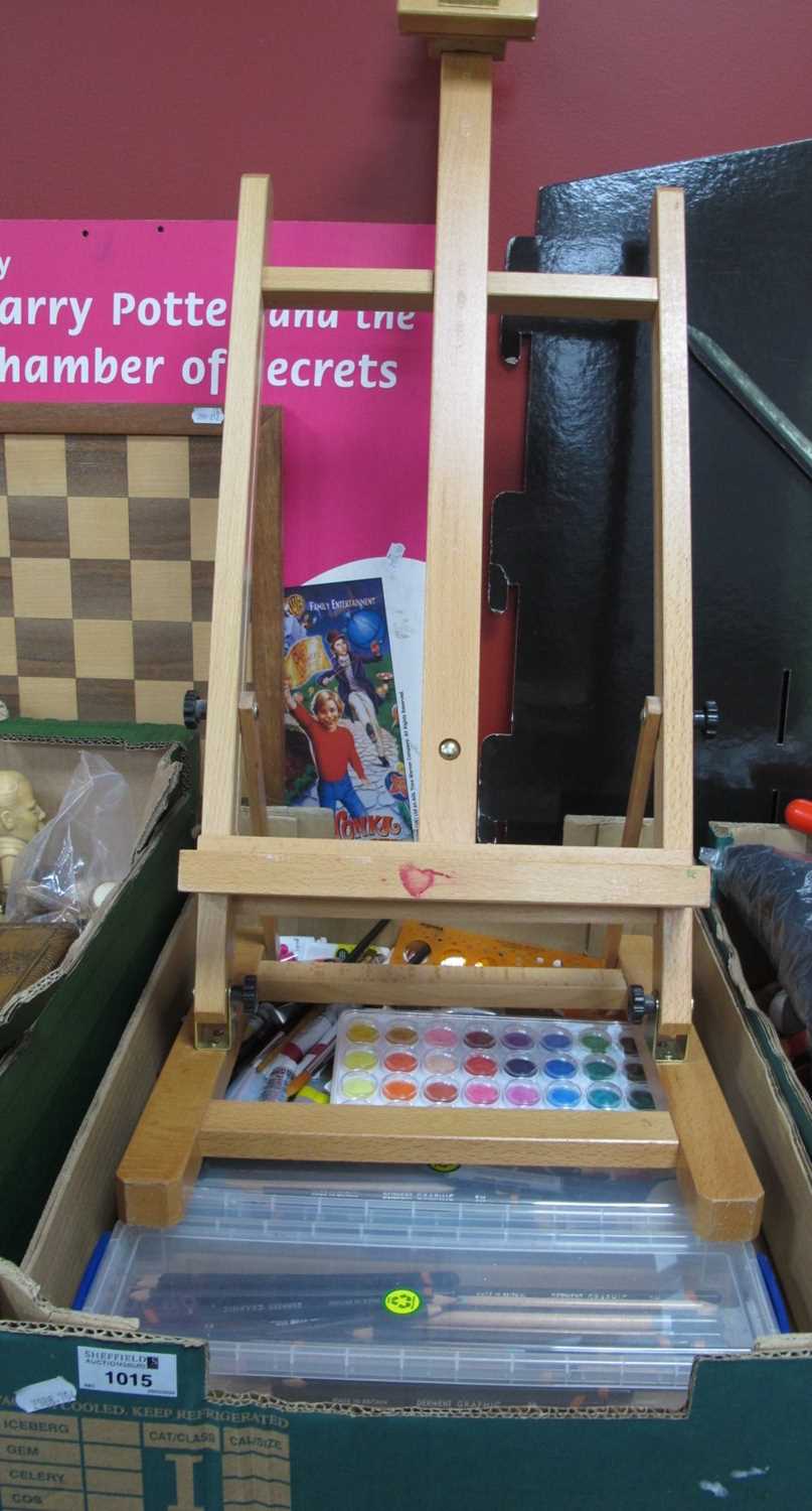 Lot 1015 - Daler Rowney easel, quantity of acrylic paints,...