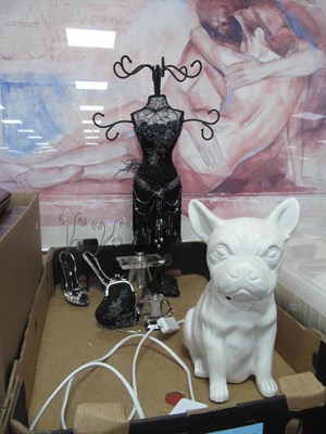 Lot 1020 - A contemporary French bulldog ceramic lamp,...