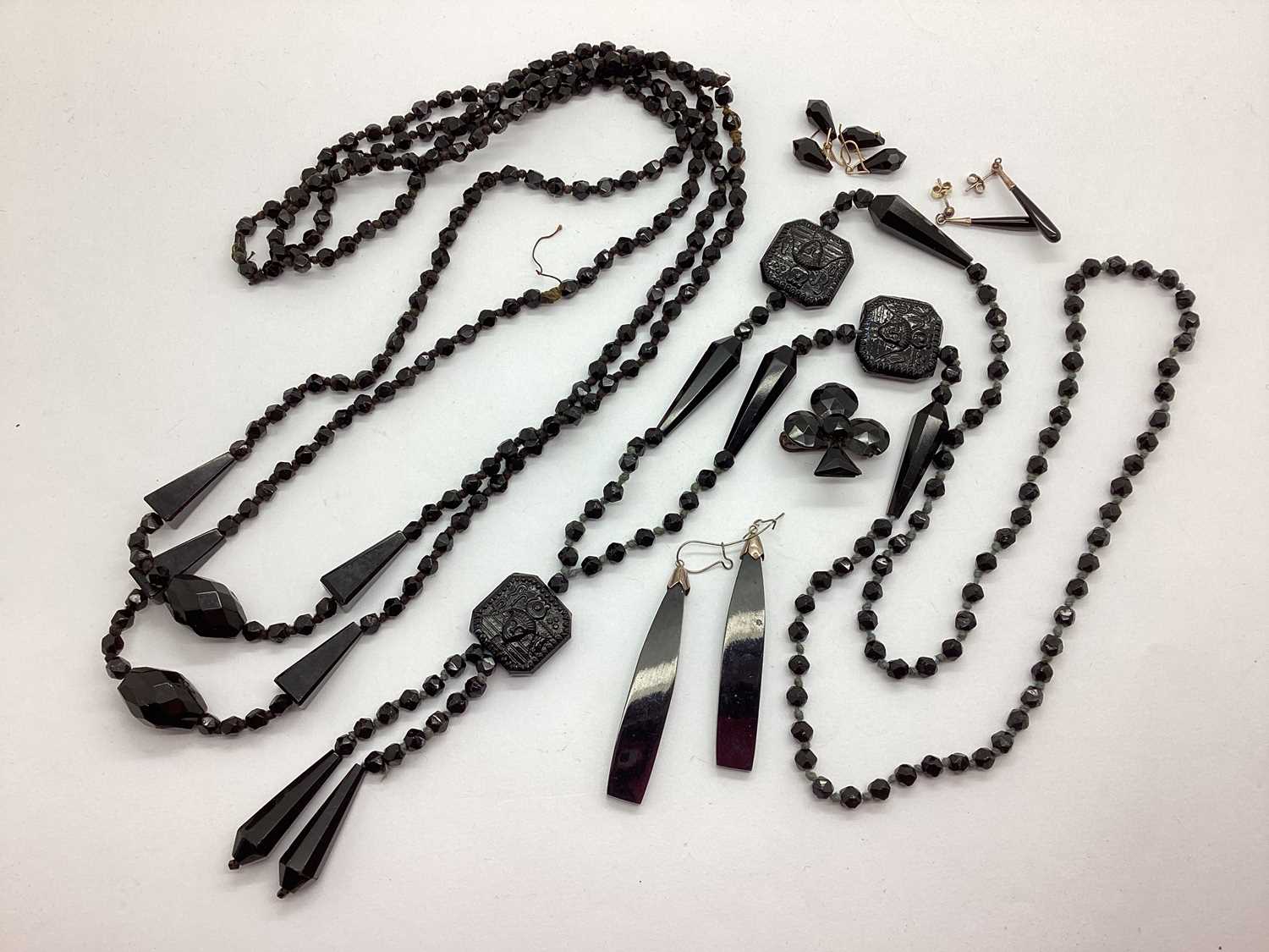 Lot 90 - A Collection of French Jet Coloured Jewellery,...