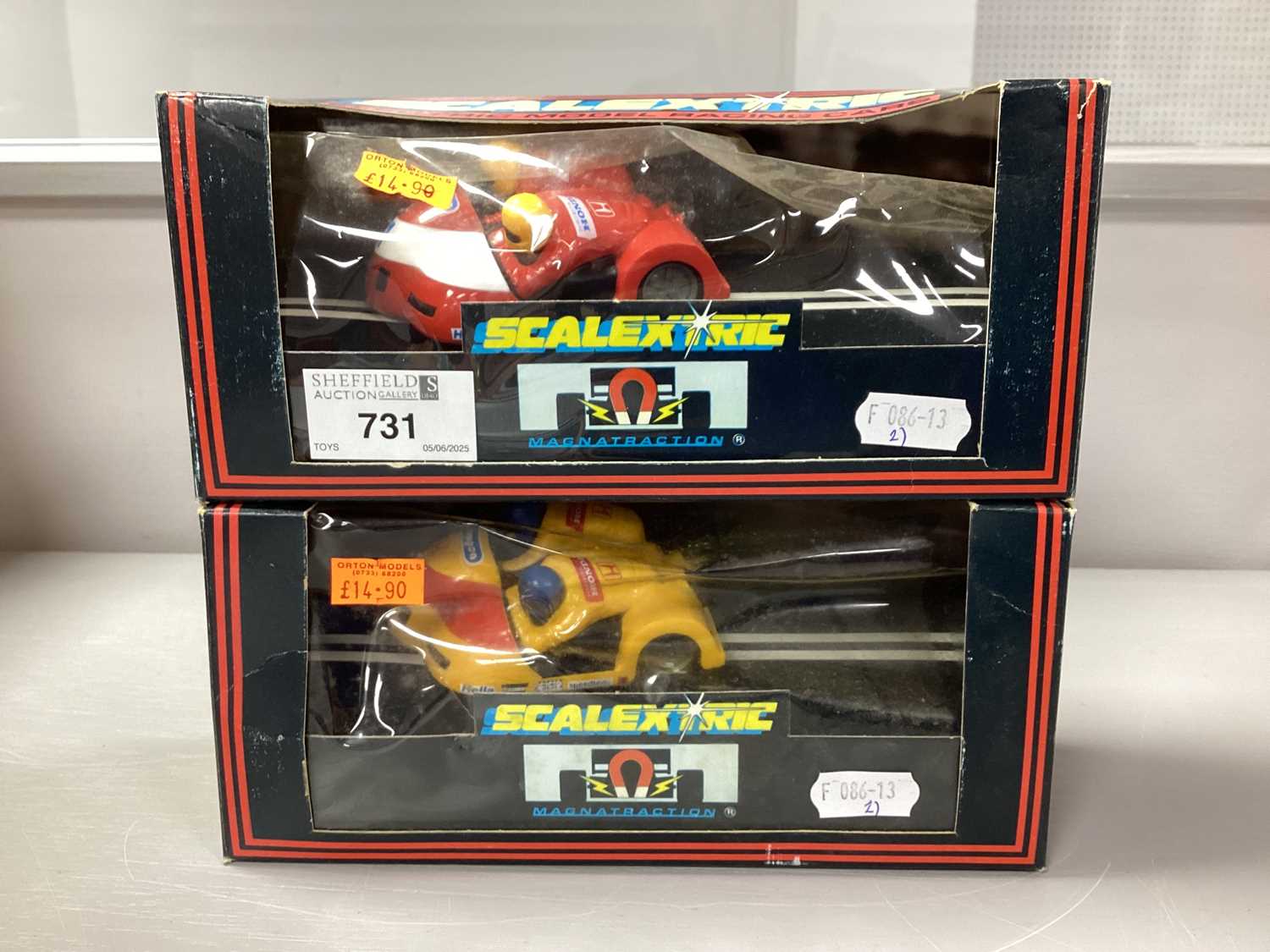 Lot 731 - Two Scalextric Slot Racing Motorbikes and...