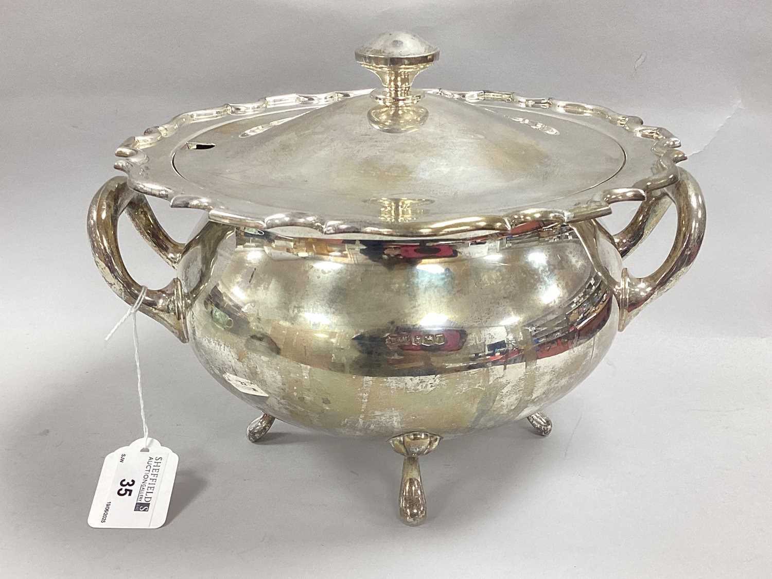 Lot 35 - A Hallmarked Silver Twin Handled Soup Tureen,...