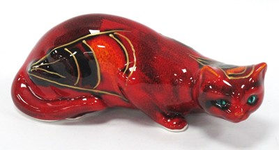 Lot 1274 - Anita Harris Crouching Model of a Cat, L14cm,...