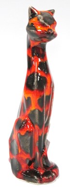Lot 1225 - Anita Harris Hot Coals Cat, H24cm, gold signed.