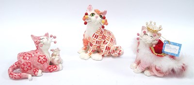Lot 1262 - Lacombe Willitts Designs Pottery Cats, pink...