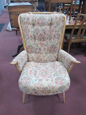 Lot 1623 - Ercol Mid Century High Back Easy Chair, blonde,...