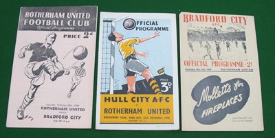 Lot 883 - Rotherham United 1948-9 Programmes v Bradford...