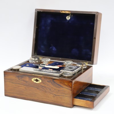 Lot 1333 - A Victorian Rosewood Lady's Travel Vanity Box,...