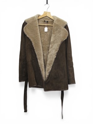 Lot 1434 - A Mid Brown Ladies Sheepskin Jacket, wrap-over...