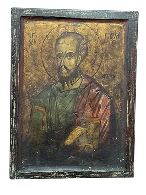 Lot 1308 - An Orthodox Icon on Wood Panel, depicting...
