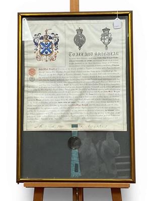 Lot 1233 - A Framed Sealed Certificate Awarded to John...