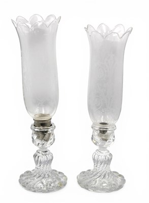 Lot 1009 - A Pair of Baccarat French Glass Hurricane...