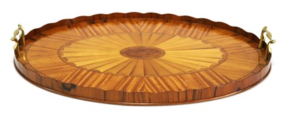 Lot 1283 - A Mahogany and Satinwood Marquetry Oval Tray,...