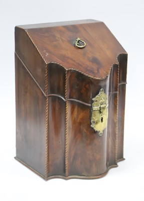Lot 1334 - A George III Mahogany and Inlaid Knife Box, of...