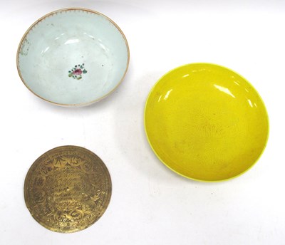 Lot 1117 - A Chinese Yellow Porcelain Shallow Circular...