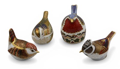 Lot 1101 - Four Royal Crown Derby Porcelain Paperweights,...
