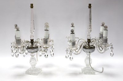 Lot 1247 - A Pair of Early XX Century Four-Branch Glass...