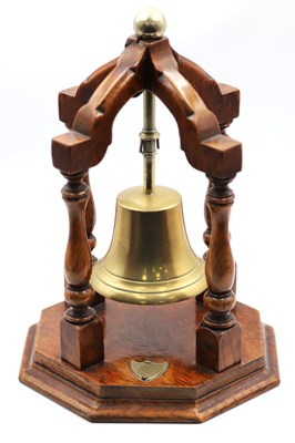 Lot 1288 - An Early XX Century Brass Bell, mounted on an...