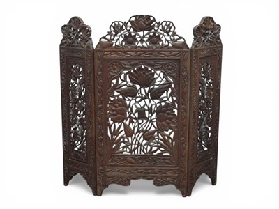 Lot 1614 - An Early XX Century Indian Hardwood Three-Fold...