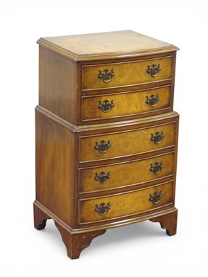 Lot 1578 - A XX Century Small Walnut Chest on Chest, with...
