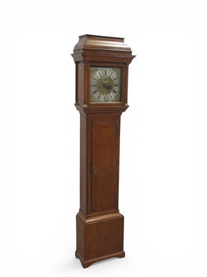 Lot 1515 - An XVIII Century Oak Silvered Brass Dial...