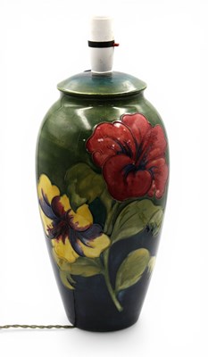 Lot 1020 - A Moorcroft Pottery Table Lamp, painted in the...