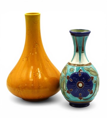 Lot 1021 - A Burmantofts Pottery Ovoid Vase, moulded and...