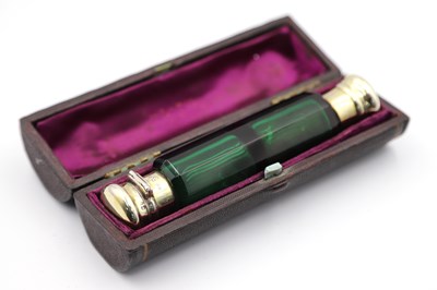 Lot 1338 - A Double Ended Green Faceted Glass Scent...