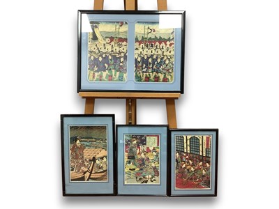 Lot 1128 - A Japanese Diptych Print, depicting actors in...
