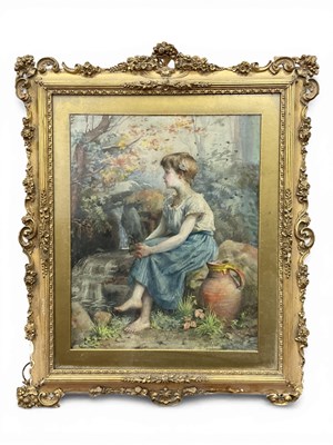 Lot 1177 - AGNES GARDNER KING (1857-1929) Girl Seated on...