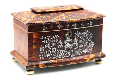 Lot 1290 - A Regency Tortoiseshell Tea Caddy, of bow...