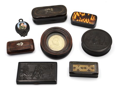 Lot 1322 - Four Various XIX Century Snuff Boxes, in wood,...