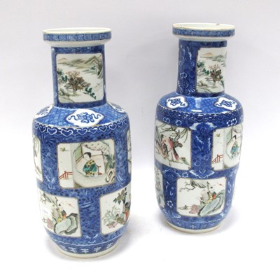 Lot 1120 - A Pair of Chinese Porcelain Rouleau Vases,...