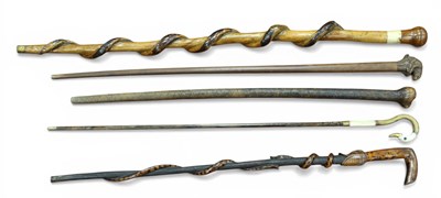 Lot 1270 - A XX Century Walking Cane, entwined with a...