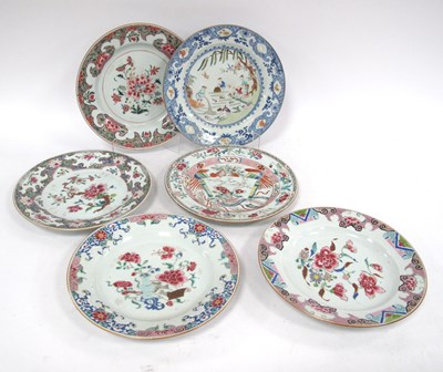 Lot 1115 - Six Chinese XIX Century Porcelain Plates,...
