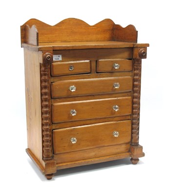 Lot 1544 - A Late XIX Century Pine Miniature Chest of...
