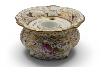 Lot 1041 - A Rockingham Porcelain Shaped Circular Ink...