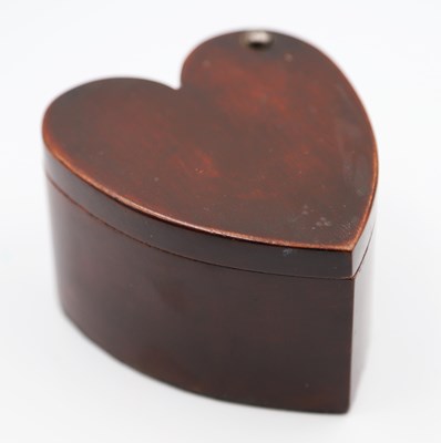 Lot 1287 - A XIX Century Treen Heart-Shaped Trinket Box...