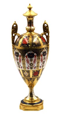 Lot 1064 - A Royal Crown Derby Porcelain Vase, of two...