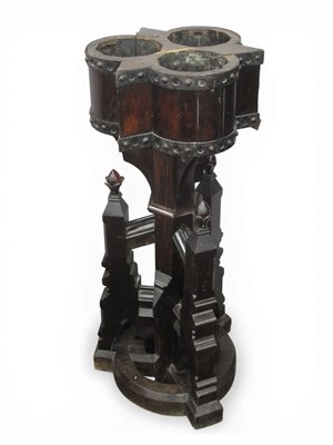 Lot 1541 - A XIX Century Oak Gothic Candle-Flower Stand,...