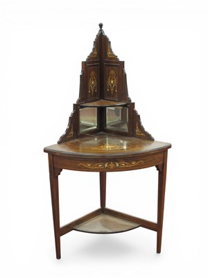 Lot 1557 - An Edwardian Rosewood Inlaid Corner Table,...