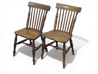 Lot 1564 - A Pair of XIX Century Elm Kitchen Chairs, with...