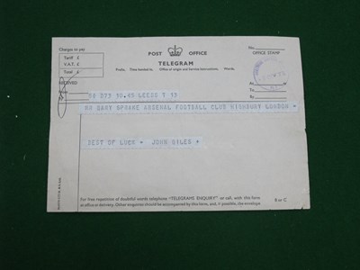 Lot 853 - Leeds United - Telegram sent by Johnny Giles...