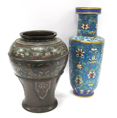 Lot 1119 - A Chinese Cloisonne Enamel Vase, of rouleau...