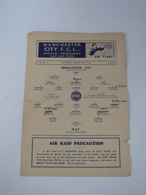 Lot 926 - 1940 Manchester City v. R.A.F Single Sheet...