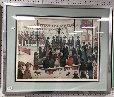 Lot 1480 - After L. S. Lowry, 'Laying A Foundation Stone',...