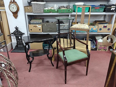 Lot 1554 - A two tier black side table together with an...
