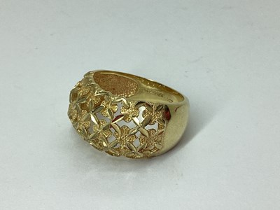 Lot 88 - QVC; A Wide 9ct Gold Openwork Band, of floral...