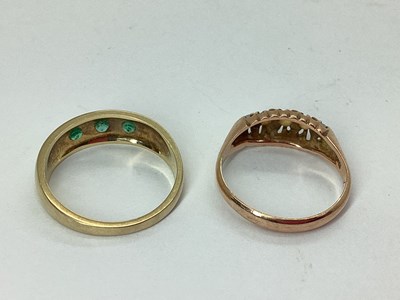Lot 87 - A 9ct Gold Three Stone Ring, star set between...