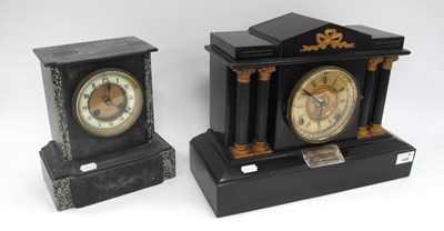 Lot 1388 - Two antique mantel clocks: American mantel...