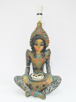 Lot 1300 - A Mid-century Chalkware Thai Tretchikoff Lady...